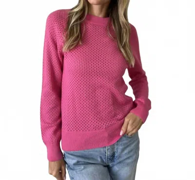 Six/fifty August Crochet Sweater In Hot Pink