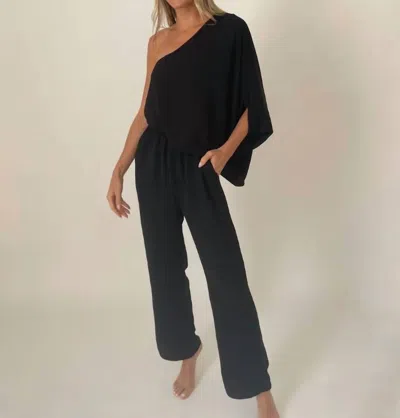 Six/fifty Blake One Shoulder Jumpsuit In Black