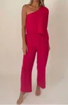 Six/fifty Blake One Shoulder Jumpsuit In Magenta
