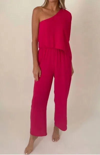 Six/fifty Blake One Shoulder Jumpsuit In Magenta