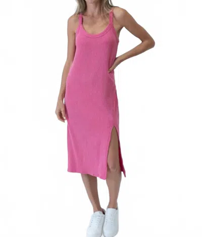 Six/fifty Ribbed Midi Tank Dress In Coastal Rose In Pink