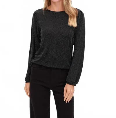 Six/fifty Brielle Lurex Top In Black In Gray