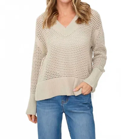 Six/fifty Cameron Crochet Sweater In Bone In Neutral