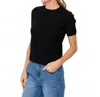 Six/fifty Cara Ribbed Short Sleeve Sweater In Black In Black