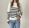 Six/fifty Carleigh Striped Sweater In White