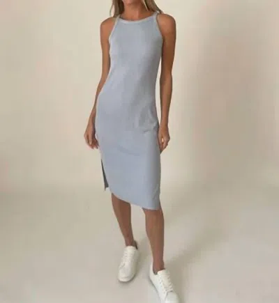 Six/fifty Caroline Ribbed Dress In Light Blue