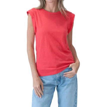 Six/fifty Caroline Twist Sleeve Tee In Red In Pink