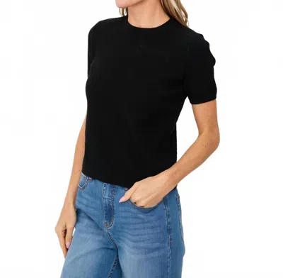 Six/fifty Carsyn Ribbed Short Sleeve Sweater In Black