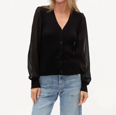 Six/fifty Celeste Mixed Media Sweater In Black