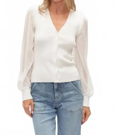 Six/fifty Celeste Mixed Media Sweater Top In White