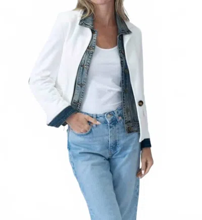 Six/fifty Clarissa Knit & Denim Blazer In Ivory In White