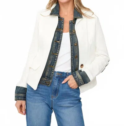 Six/fifty Clarissa Mixed Media Denim Jacket In White
