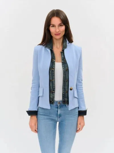 Six/fifty Clarissa Mixed Media Jacket In Sky Mist In Blue