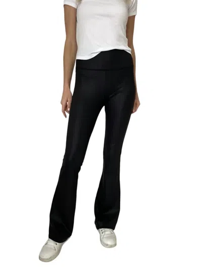 Six/fifty Coated Flare Pants In Black