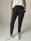 Six/fifty Coated Zip Jogger Pant In Black In Black