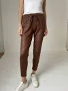 Six/fifty Coated Zip Jogger In Brown In Brown