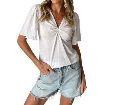 Six/fifty Courtney V Neck Twist Tee In Ivory In Multi