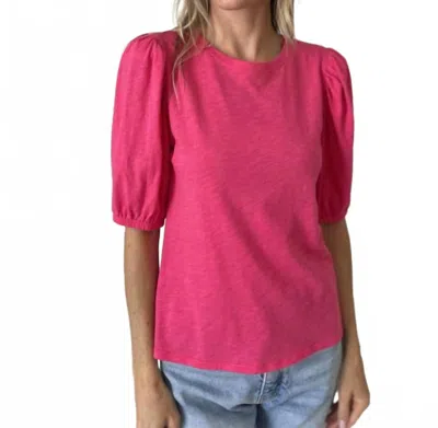 Six/fifty Crew Neck Puffed Shoulder Top In Fandango Pink