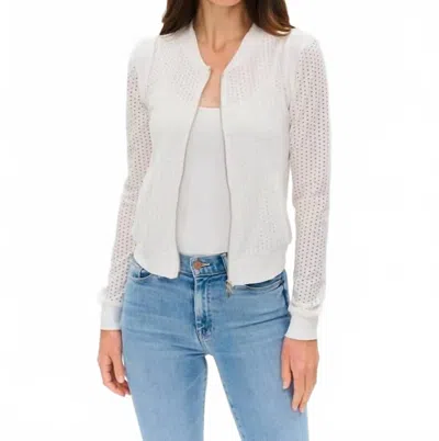 Six/fifty Cutout Knit Zip Up Jacket In White