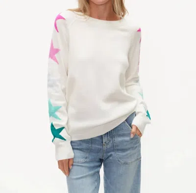 Six/fifty Danielle Star Sleeve Sweater In White