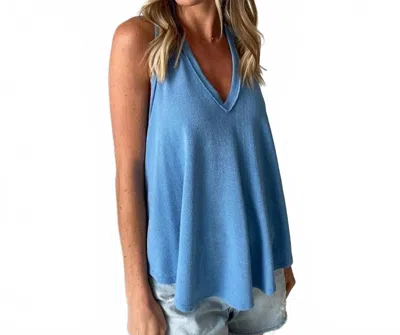 Six/fifty Delilah Crepe Hacci Tank In Crystal Blue