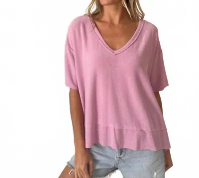 Six/fifty Doman V-neck Top In Pink Frosting