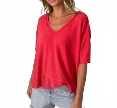 Six/fifty Doman V-neck Top In Tangerine In Red