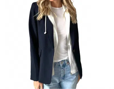 Six/fifty Drew Blazer With Sweatshirt In Navy/grey In Black