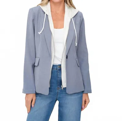 Six/fifty Drew Blazer With Sweatshirt Insert In Denim Blue In Multi