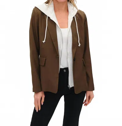 Six/fifty Drew Drape Blazer In Olive In Brown