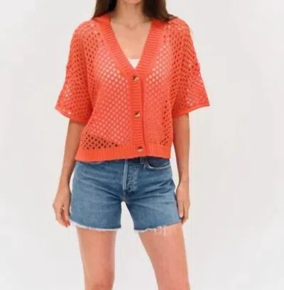Six/fifty Dune Crochet Cardigan In Tangerine In Orange