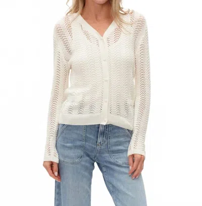 Six/fifty Ebony Crochet Cardigan In Ivory In White