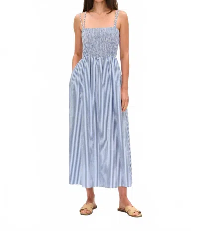 Six/fifty Ebony Striped Poplin Smocked Dress In Blue
