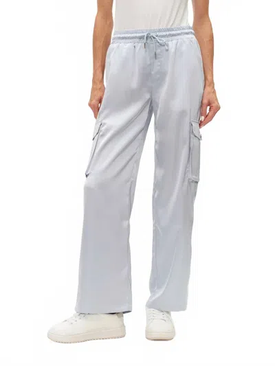 Six/fifty Elsa Satin Cargo Pants In Frosted Blue In Brown