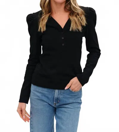 Six/fifty Emily Long Sleeve Ribbed Top In Black