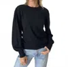 Six/fifty Eve Textured Diamond Sleeve Top In Black In Black