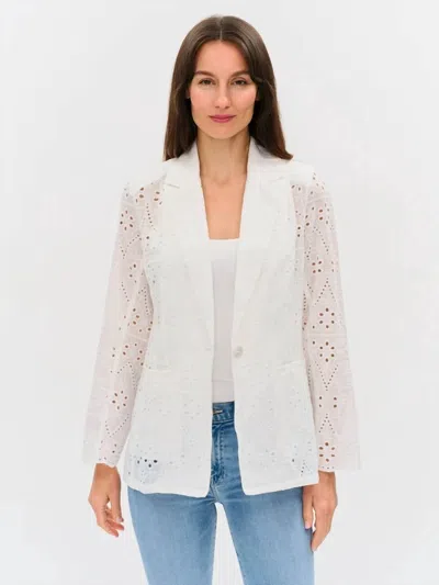 Six/fifty Eyelet Edit Blazer In White