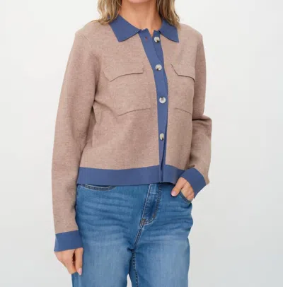 Six/fifty Fallon Cardigan Top In Latte In Brown