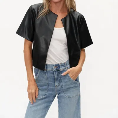 Six/fifty Faux Leather Round Neck Jacket In Quinn In Pink
