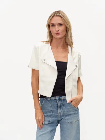Six/fifty Frankie Short Sleeve Vegan Jacket In Vanilla In White
