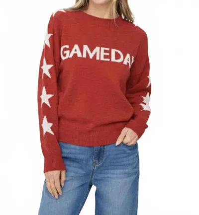 Six/fifty Game Day Sweater In Red In Orange