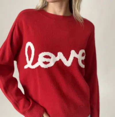 Six/fifty Love Graphic Sweater In Red
