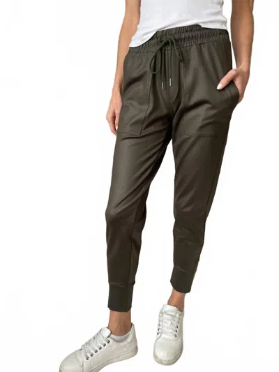 Six/fifty Headliner Coated Jogger In Olive In Green