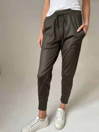 Six/fifty Headliner Coated Zip Jogger In Olive In Green
