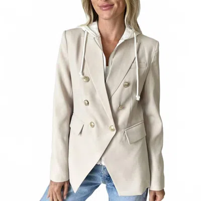Six/fifty Heather Double Breasted Blazer In Beige In White