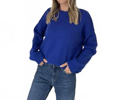 Six/fifty Hem Crewneck Sweater In Aspen In Blue