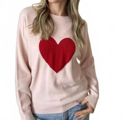 Six/fifty I Love U Sweetheart Sweater In Pink In Red