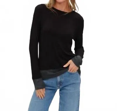 Six/fifty Izzy Double Layer Top In Charcoal In Black