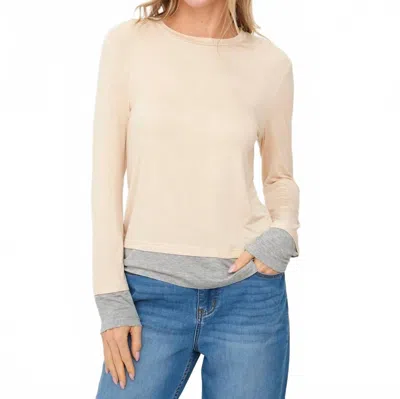 Six/fifty Izzy Double Layer Top In Latte In Multi