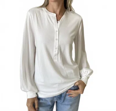 Six/fifty Janie Satin Sleeve Top In White